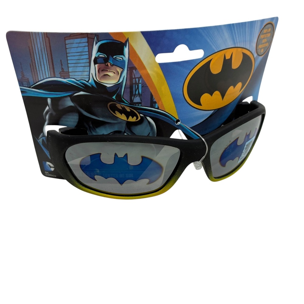 Batman Kids Sunglasses DC Comics Black Yellow UV Protection Mirrored Superhero